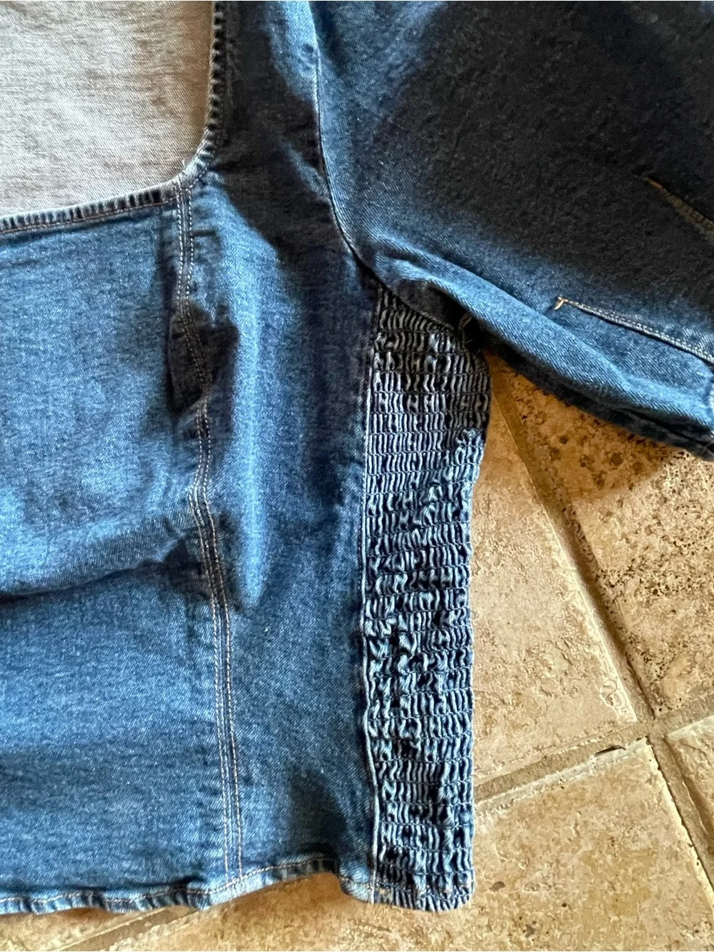 Old Navy Square-Neck Denim Top in Dark Blue